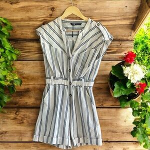 Zara Women’s Striped Rustic Short Sleeve Romper